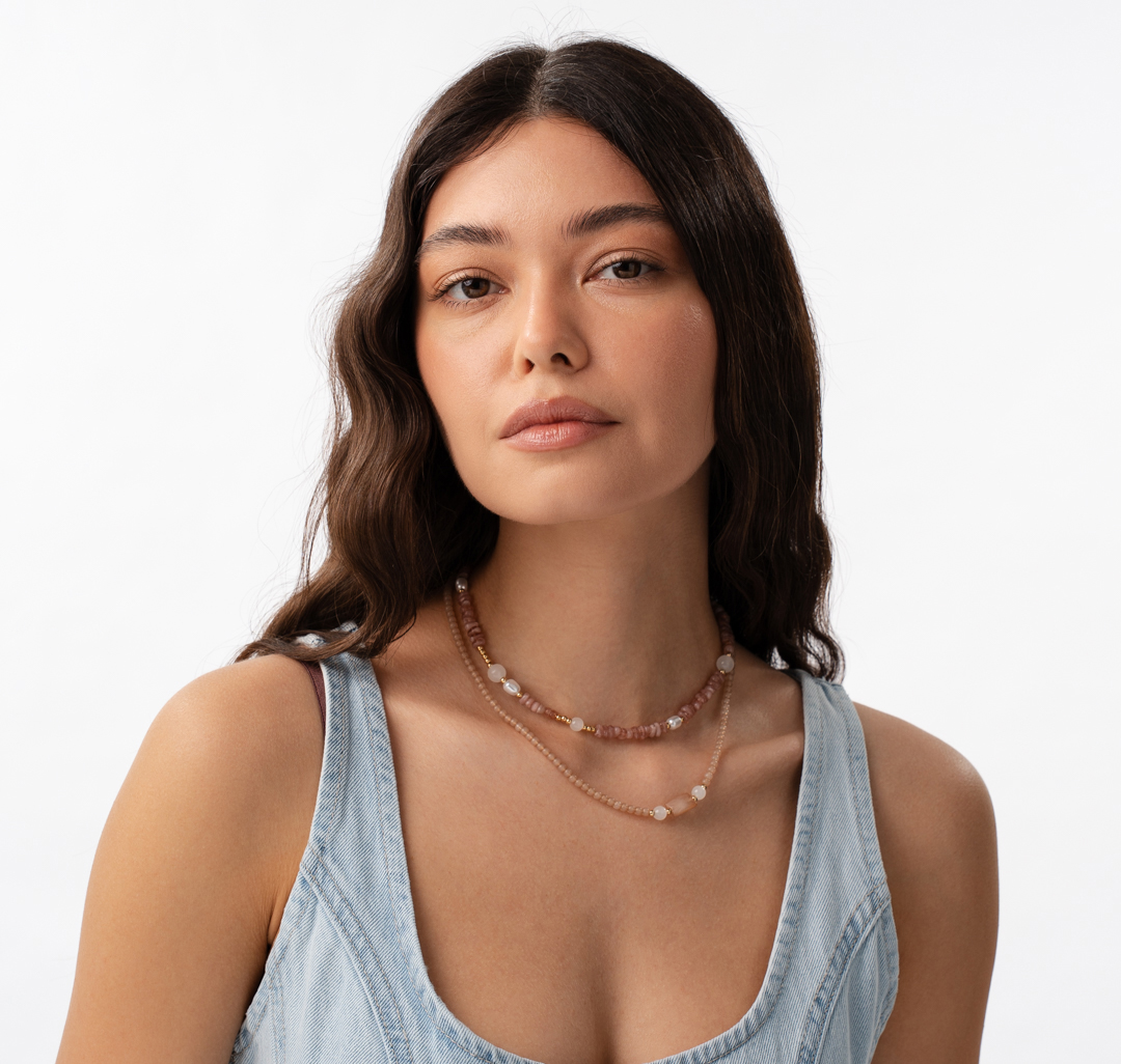 Набор колье (2 шт) Мармалато, цвет бежевый-зеленый-мультиколор #2