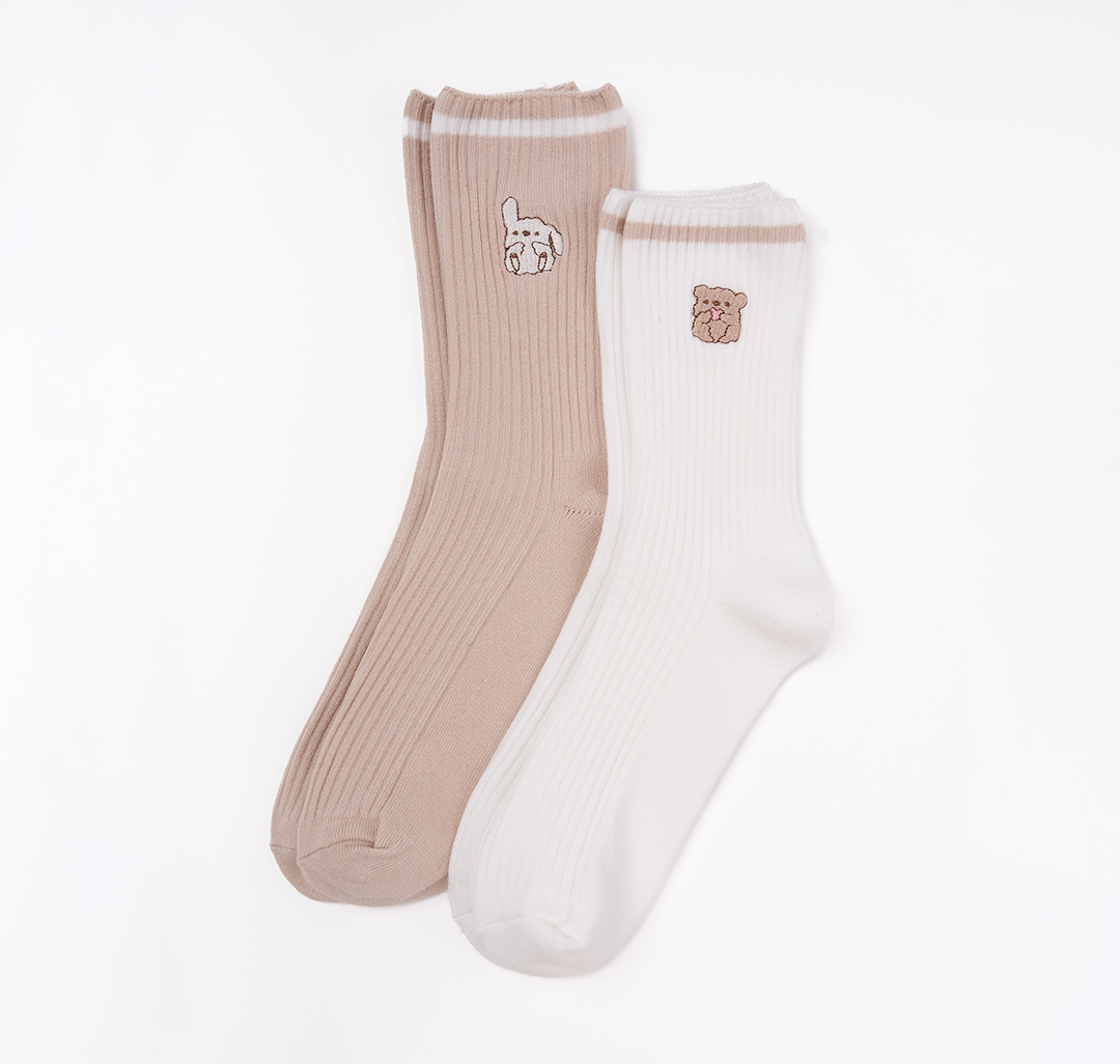 Носки (2 пары) Мармалато, цвет белый-бежевый-розовый #2