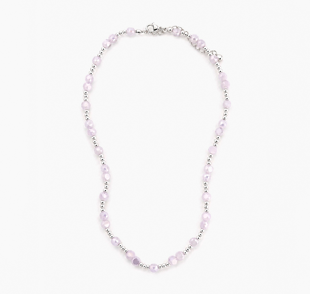 Колье 1235-086 153295 цвет розовый-белое серебро — фото №3