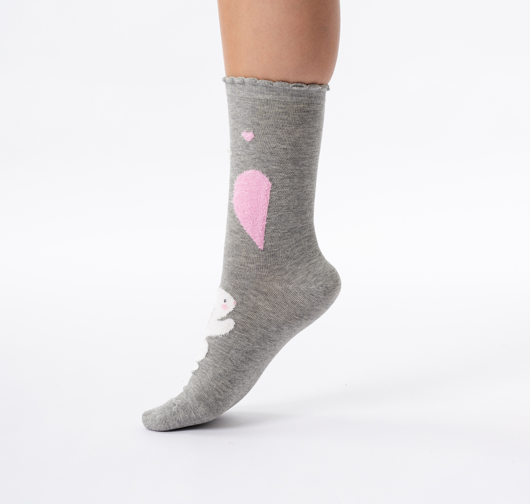 Носки (1 пара) Мармалато, цвет Серый-белый-розовый #7