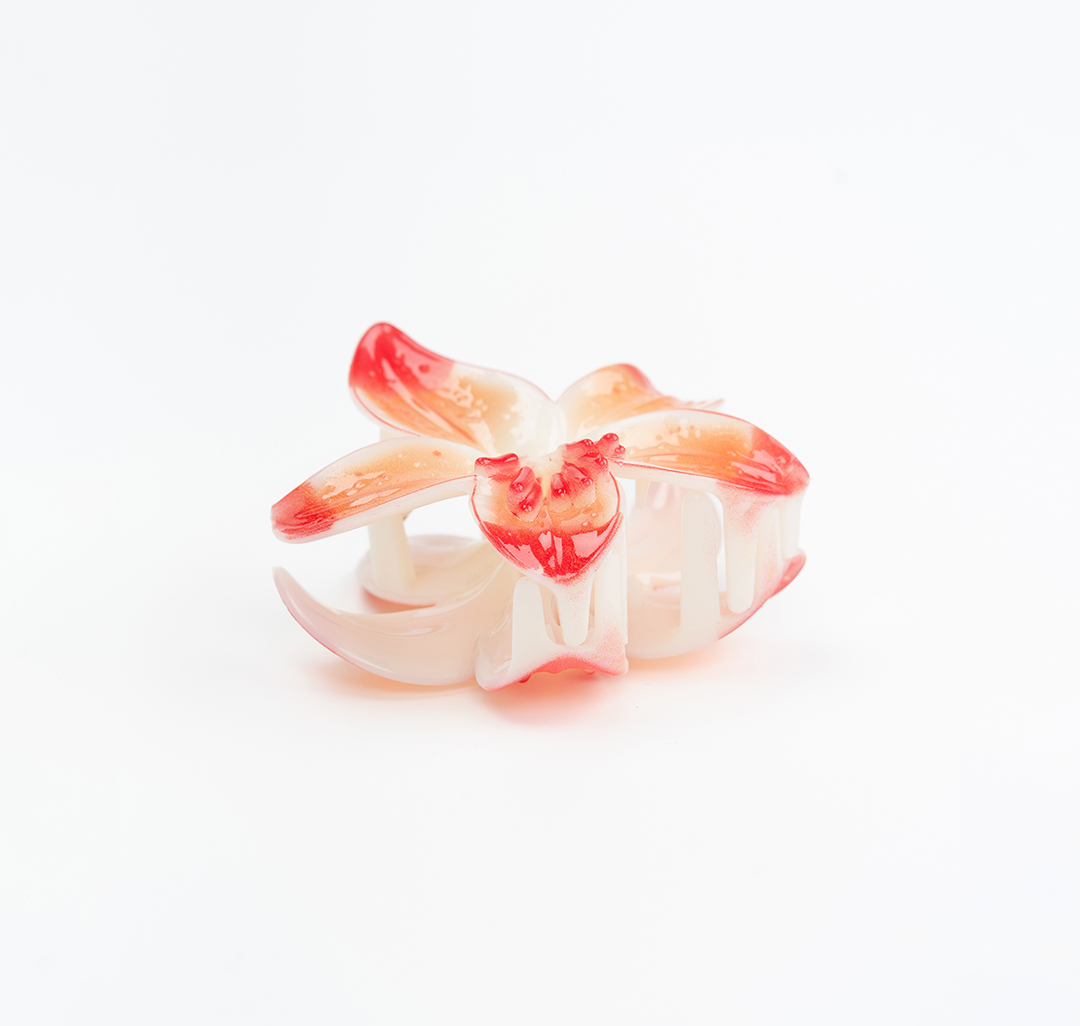 Заколка-краб Мармалато, цвет белый-оранжевый-персиковый #4