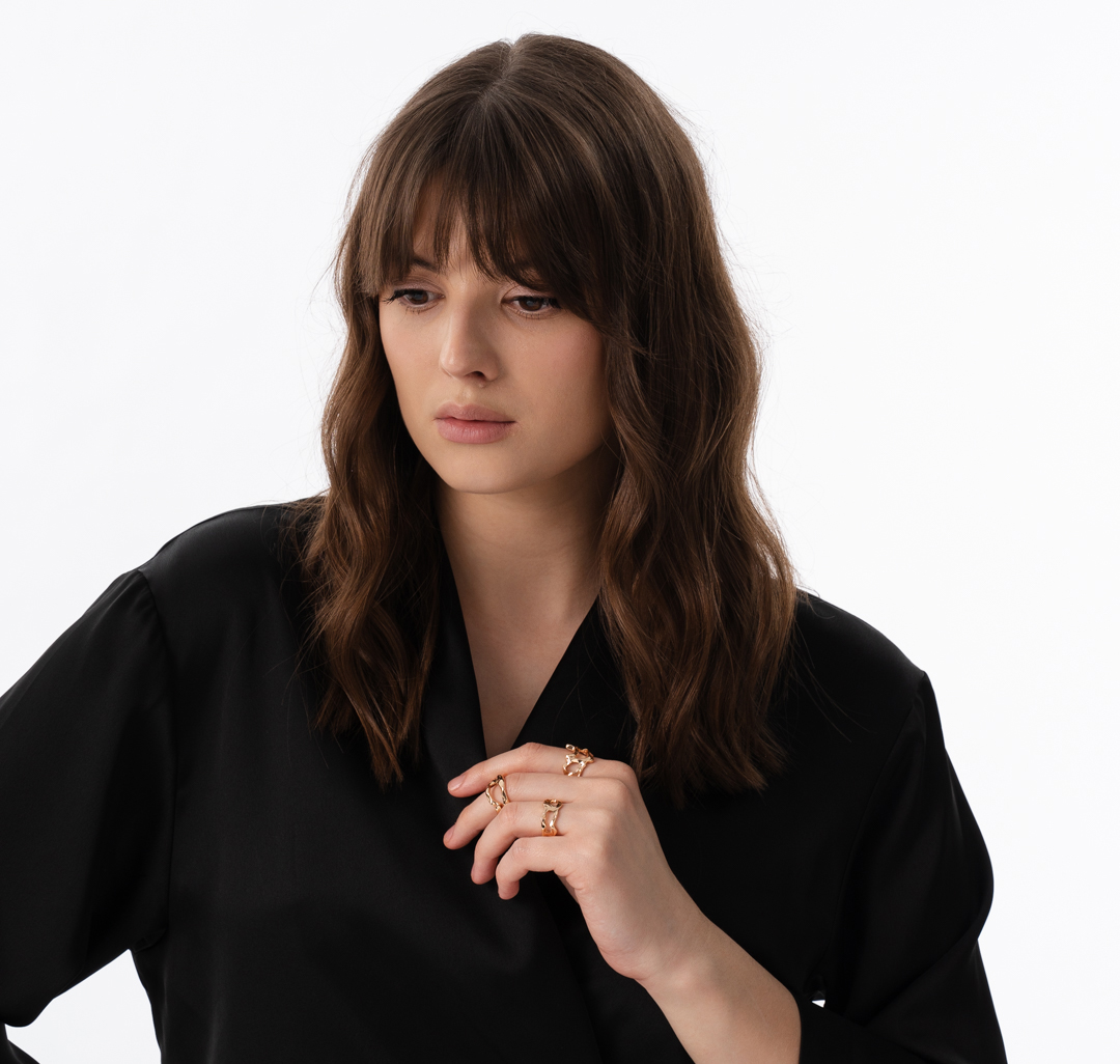 Набор колец (3 шт) Мармалато, цвет Золото #2