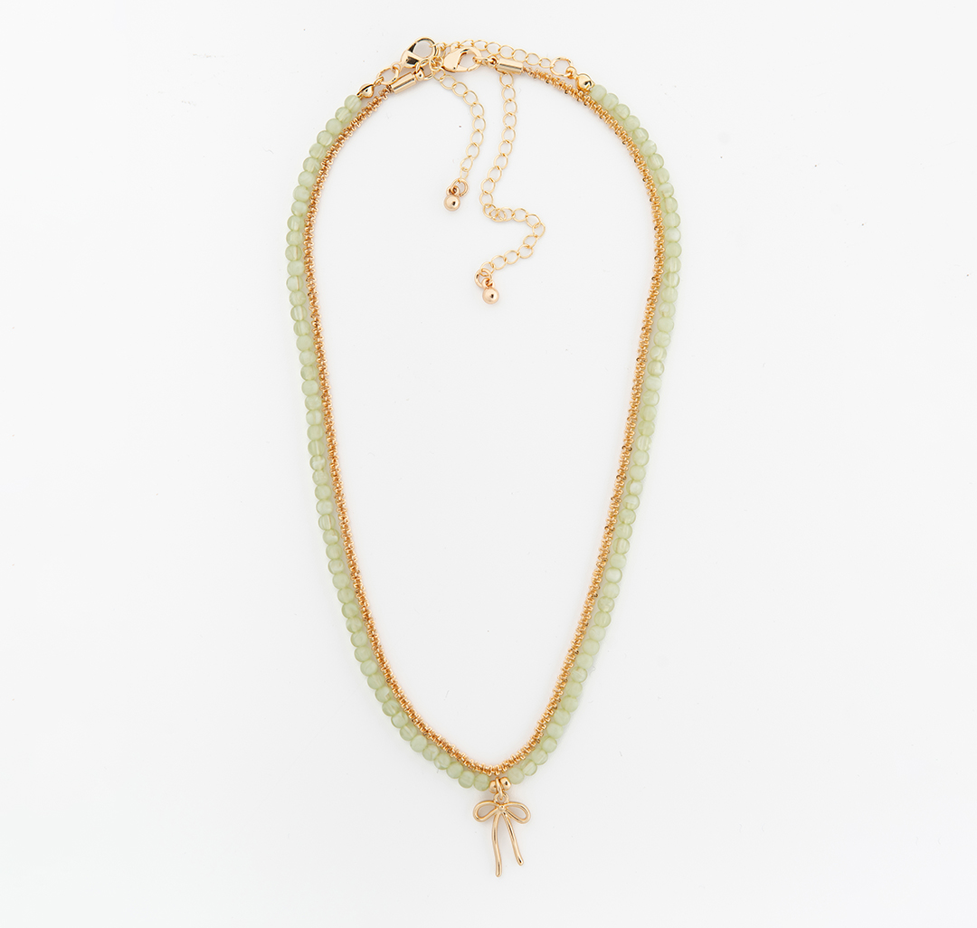 Набор колье (2 шт) Мармалато, цвет золото-зеленый #3