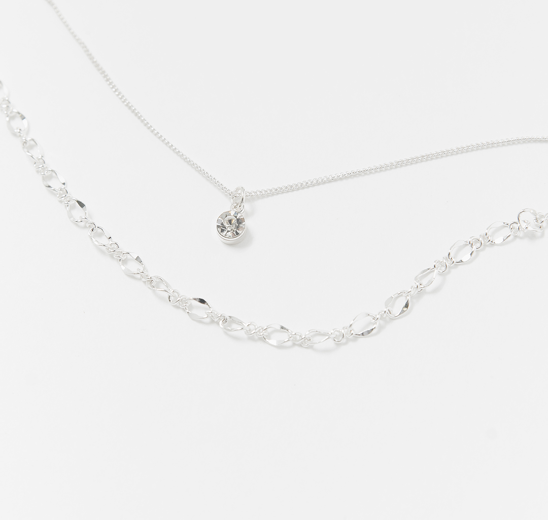 Набор колье(2 шт) Мармалато, цвет белое серебро-прозрачный #2