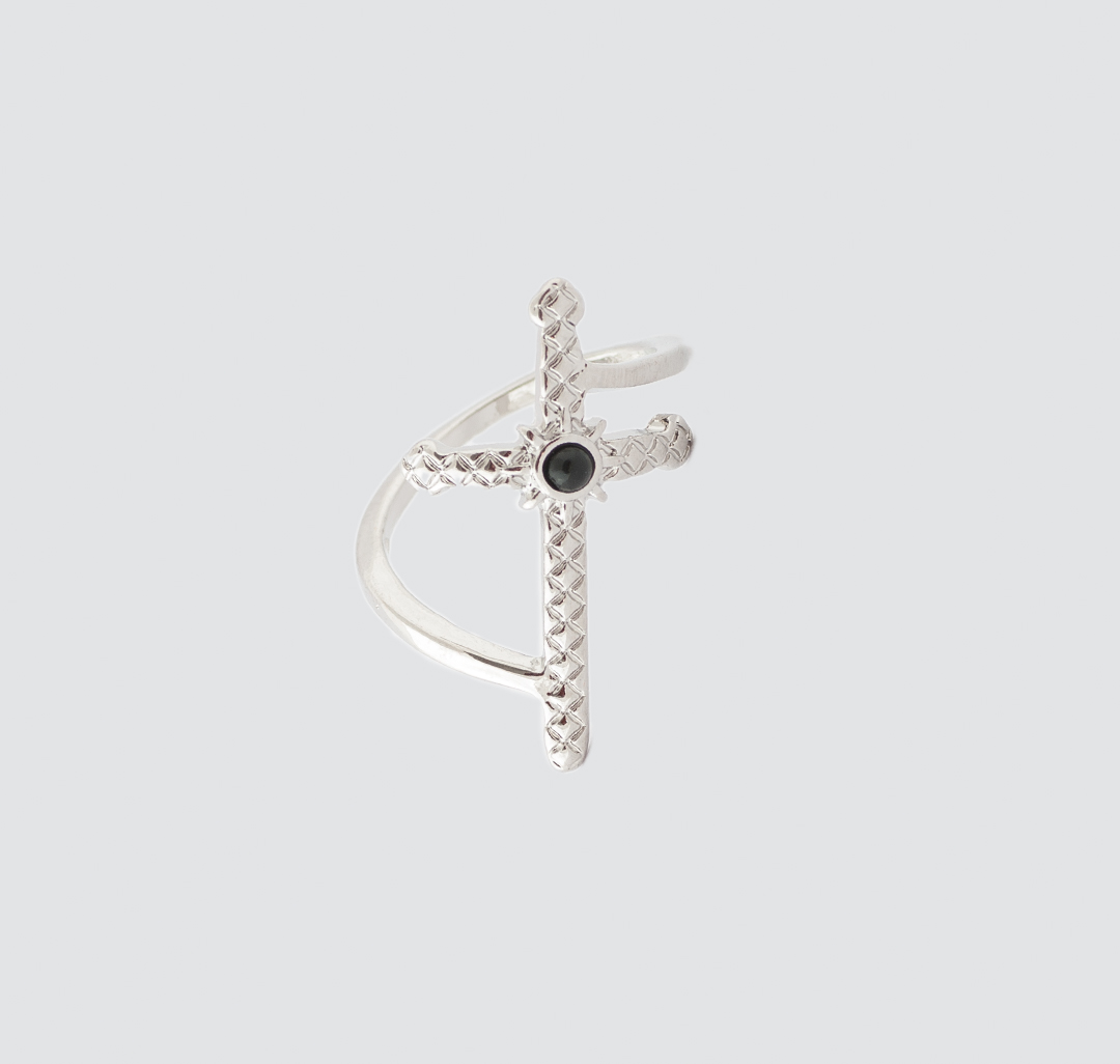 Кольцо Мармалато, цвет Серебро-черный #1