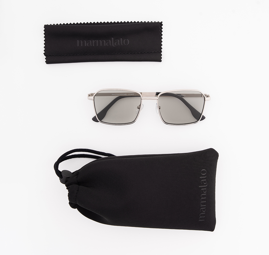 Очки с чехлом Мармалато, цвет серебро-серый-черный #9