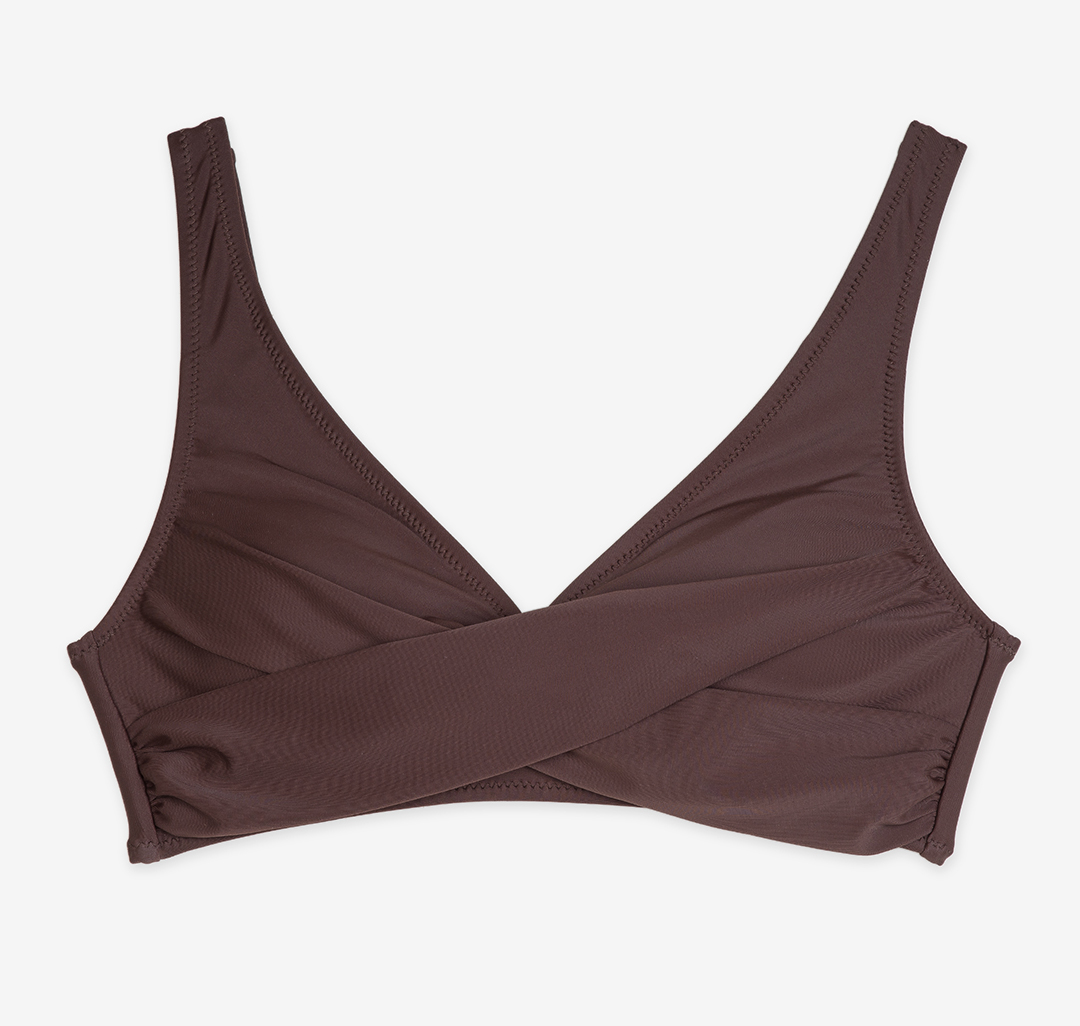 Верх от купальника интересного кроя Мармалато, цвет коричневый #4