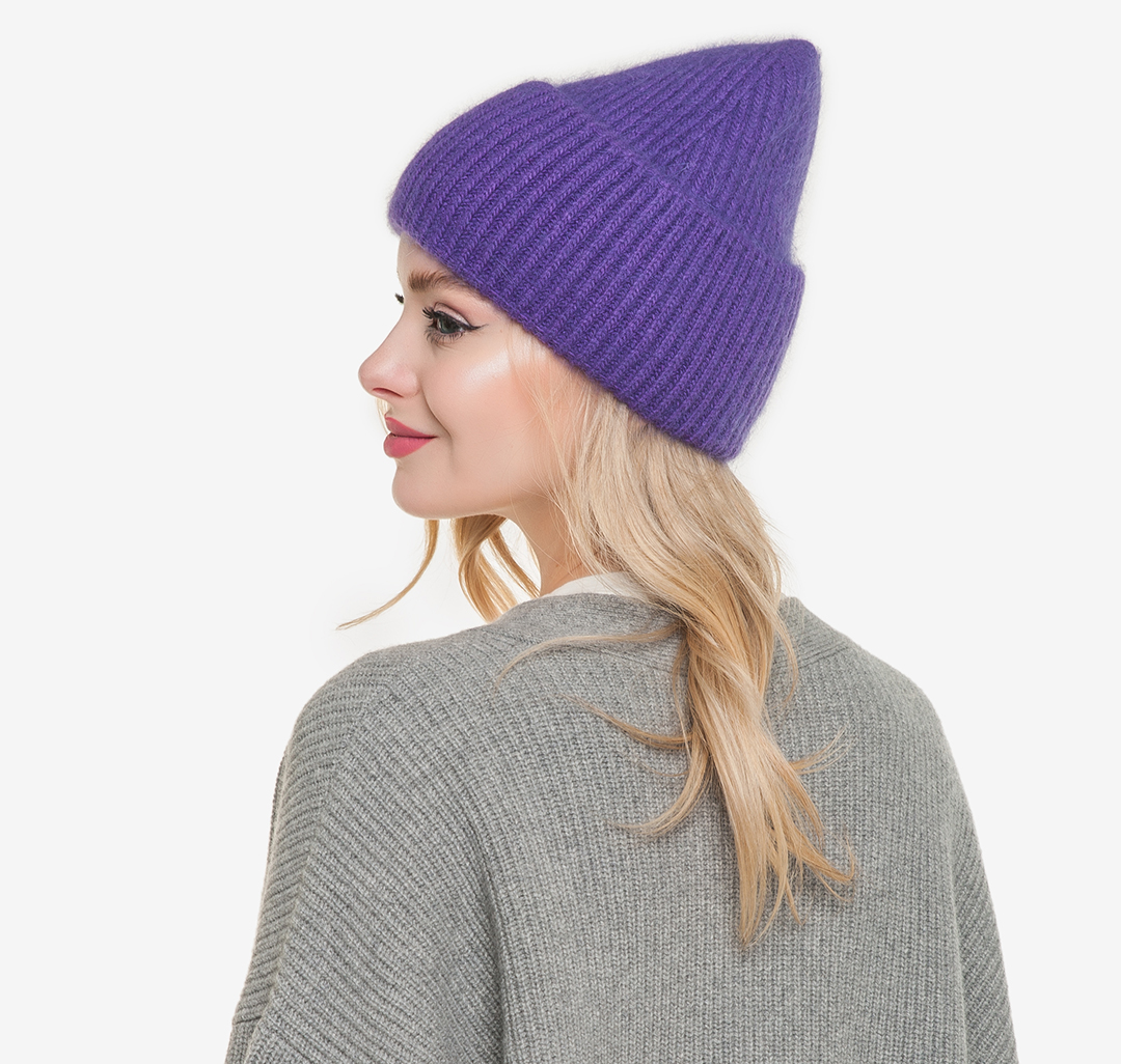 Женская утепленная шапка с отворотом Мармалато, цвет Фиолетовый #1