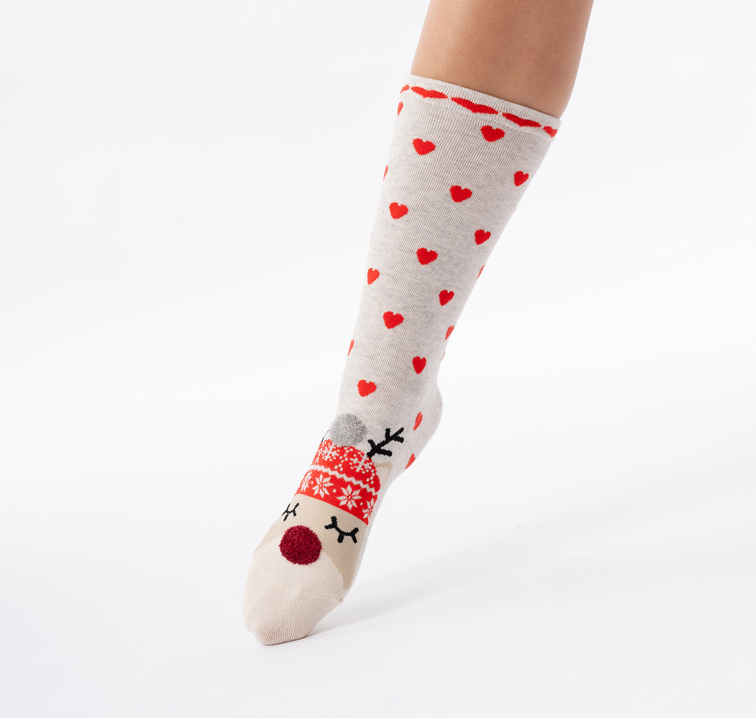 Носки (1 пара) Мармалато, цвет Серый-бежевый-красный #7