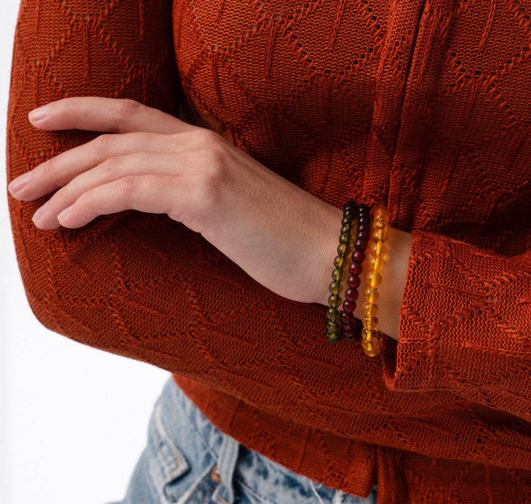 Набор браслетов (3 шт) Мармалато, цвет винный-зеленый-желтый #2