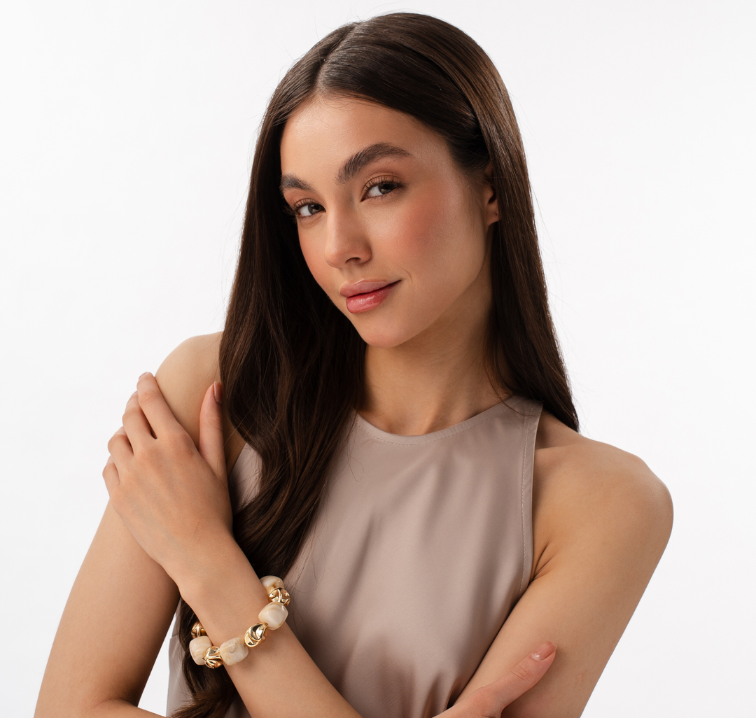 Браслет Мармалато, цвет бежевый-золото #2