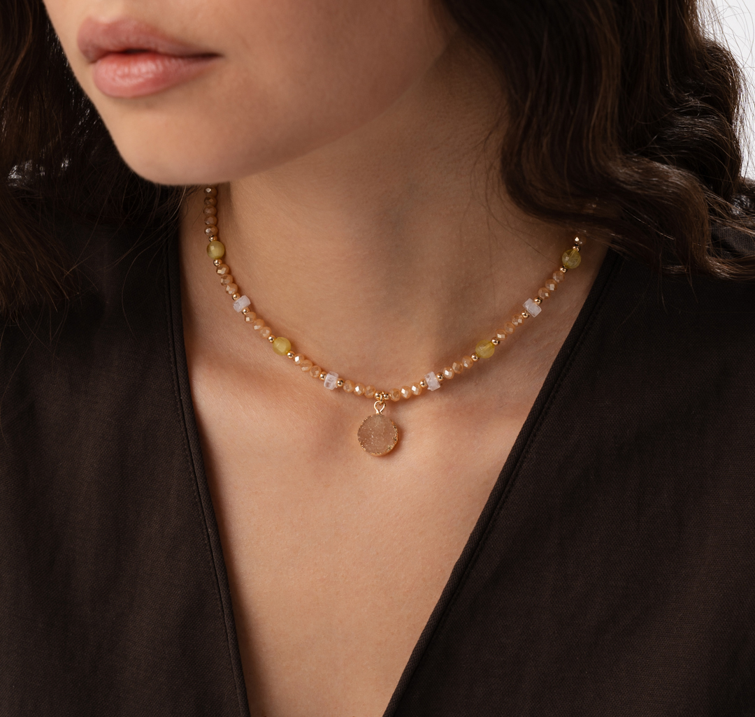 Колье Мармалато, цвет бежевый-зеленый-мультиколор #1