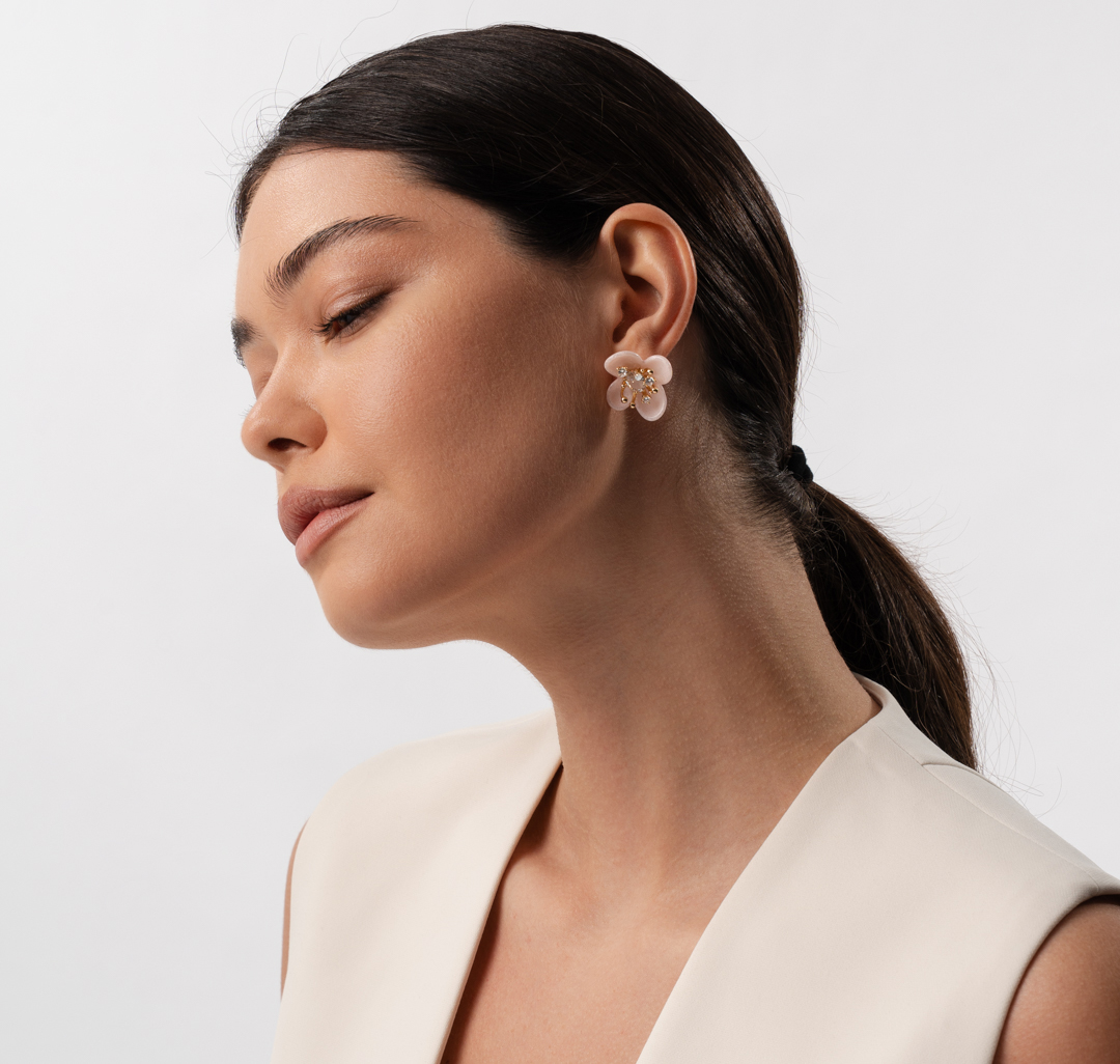 Серьги Мармалато, цвет розовый-золото-прозрачный #2