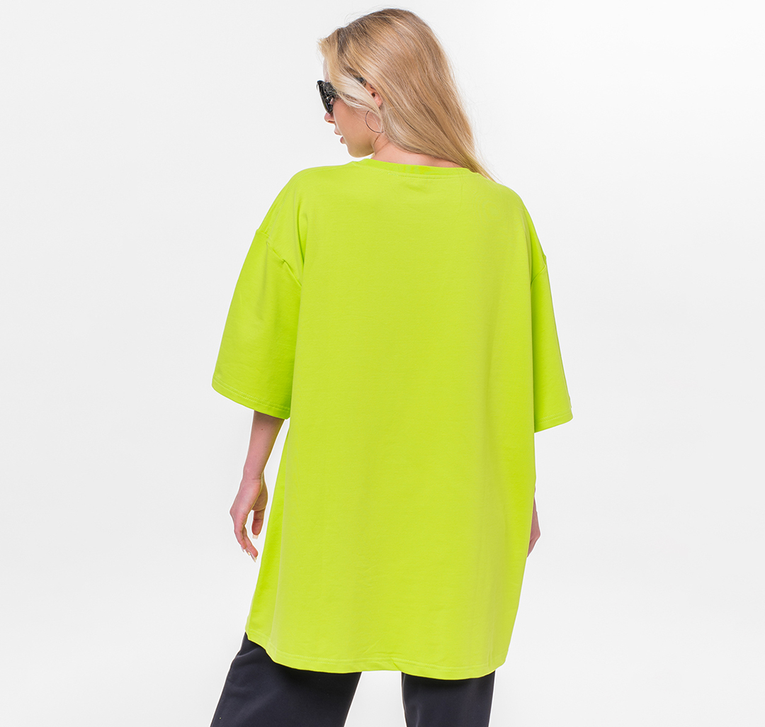 Платье-футболка Мармалато, цвет Неоновый зеленый-черный #3