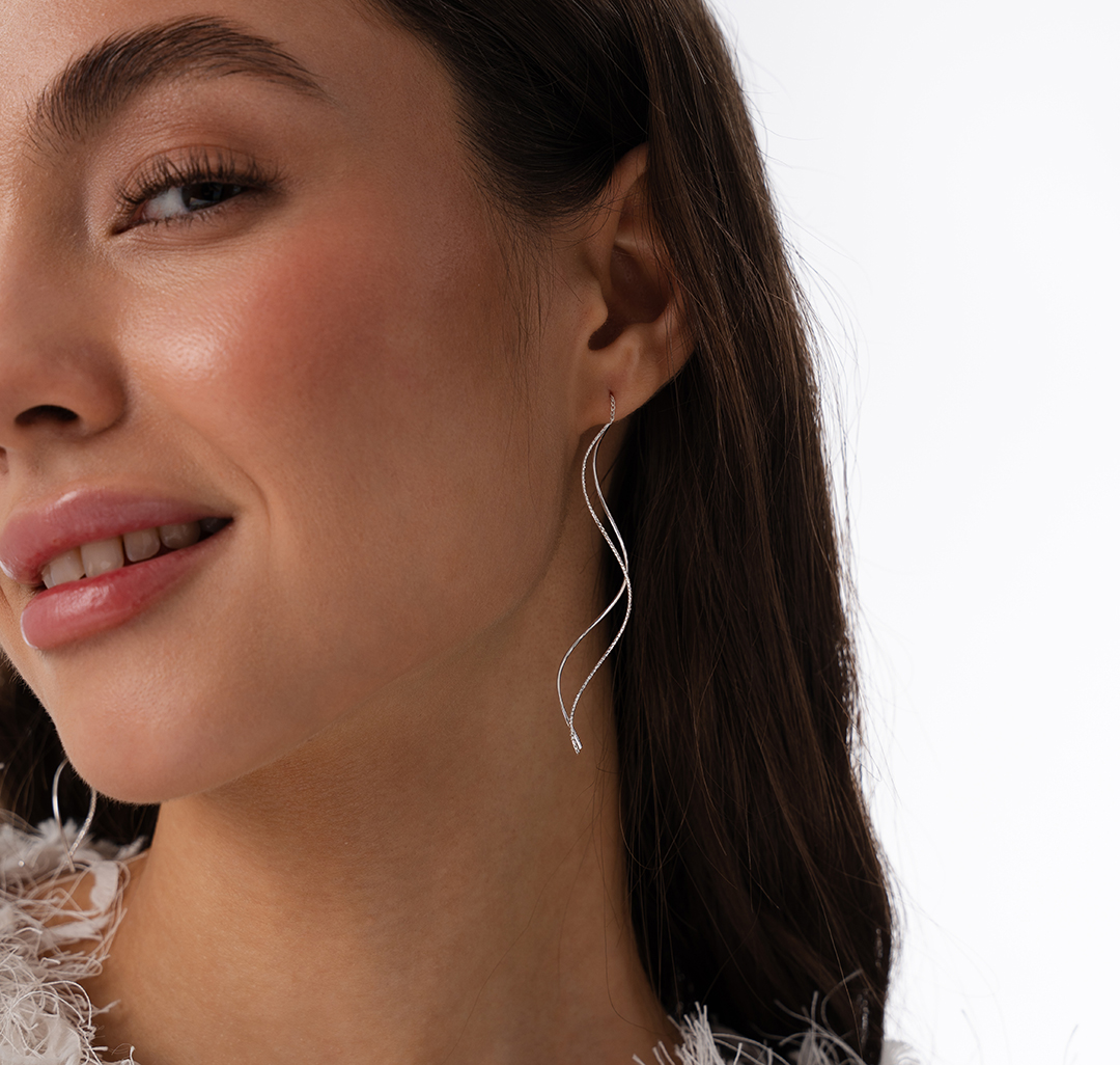 Набор серег (3 пары), цвет -  Серебро-прозрачный Мармалато, цвет белое серебро-прозрачный #4