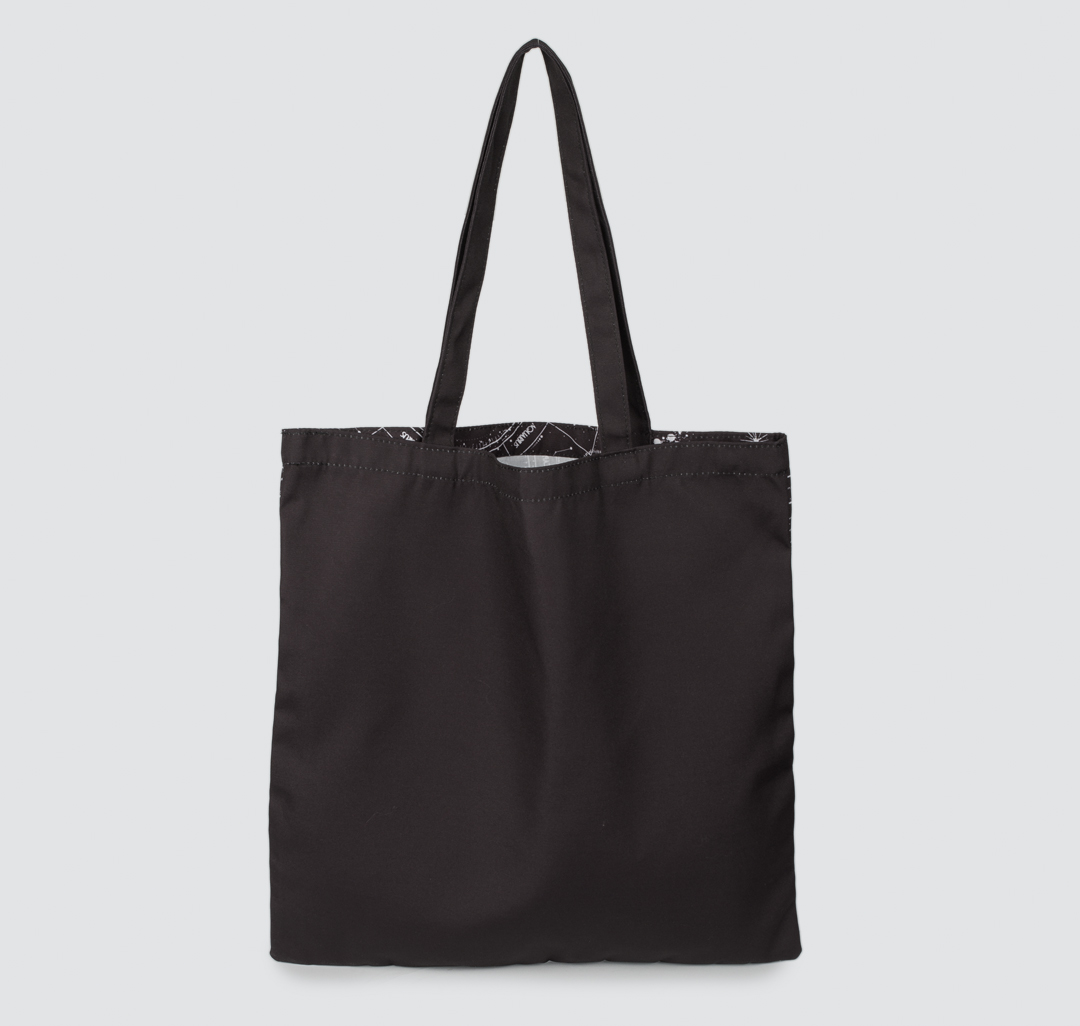Черная сумка шоппер с принтом космос Мармалато, цвет черный-белый #4