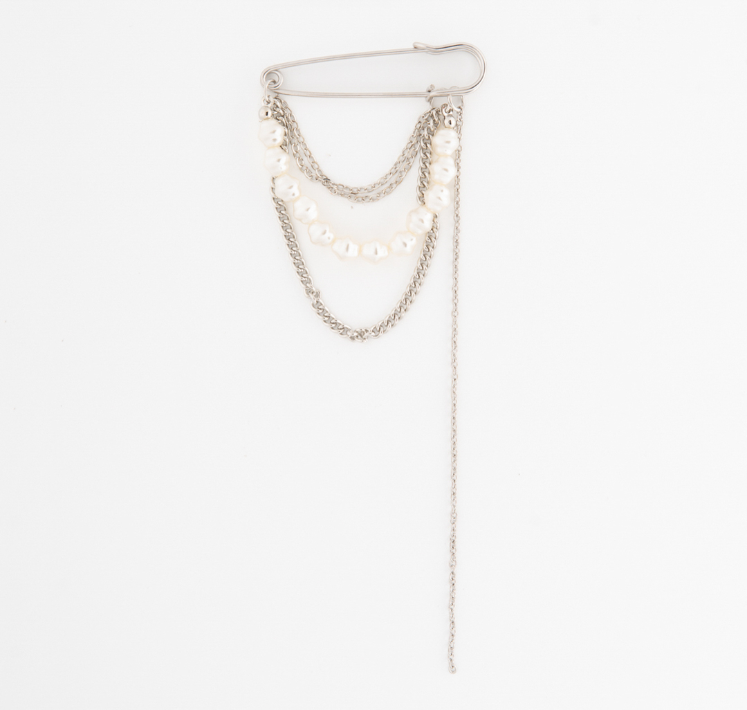 Брошь Мармалато, цвет белое серебро-белый жемчуг #1