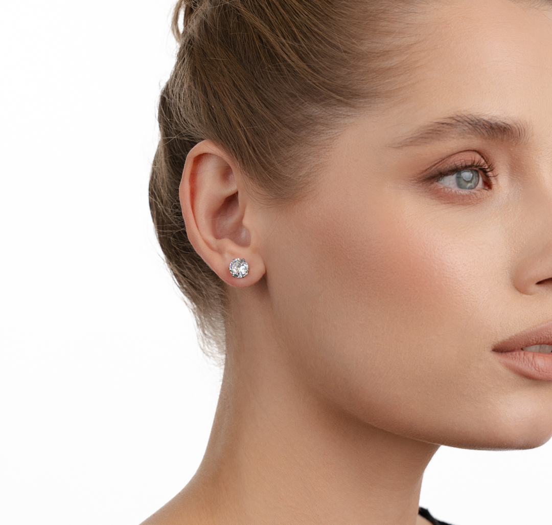 Набор серег (3 пары), цвет -  Серебро-прозрачный Мармалато, цвет Белое серебро-прозрачный #4