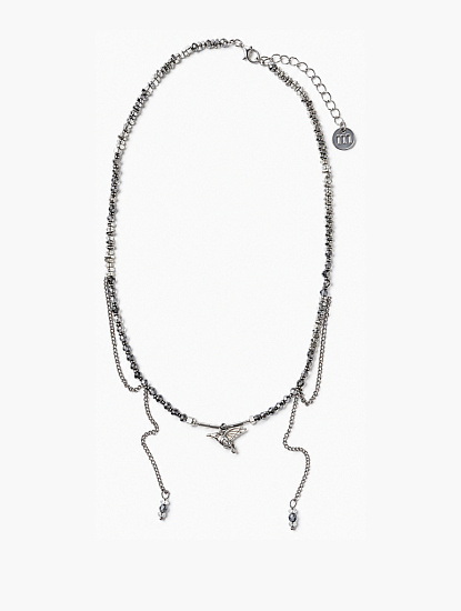 Колье 1235-157 153641 цвет серый-белое серебро — фото №4