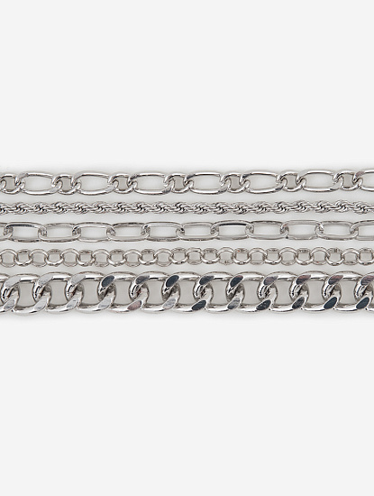 Набор браслетов (5 шт), цвет -  Серебро