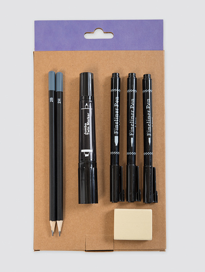 3 маркера для худ. работ, 2 карандаша, двойной мар
