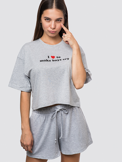 Женская укороченная футболка с принтом