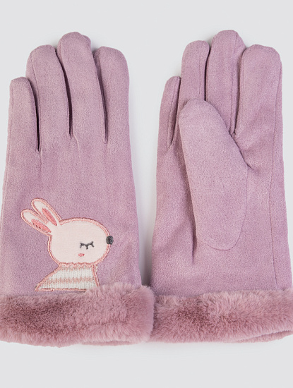 Женские перчатки с принтом зайчика