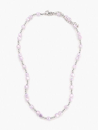 Колье 1235-086 153295 цвет розовый-белое серебро — фото №4
