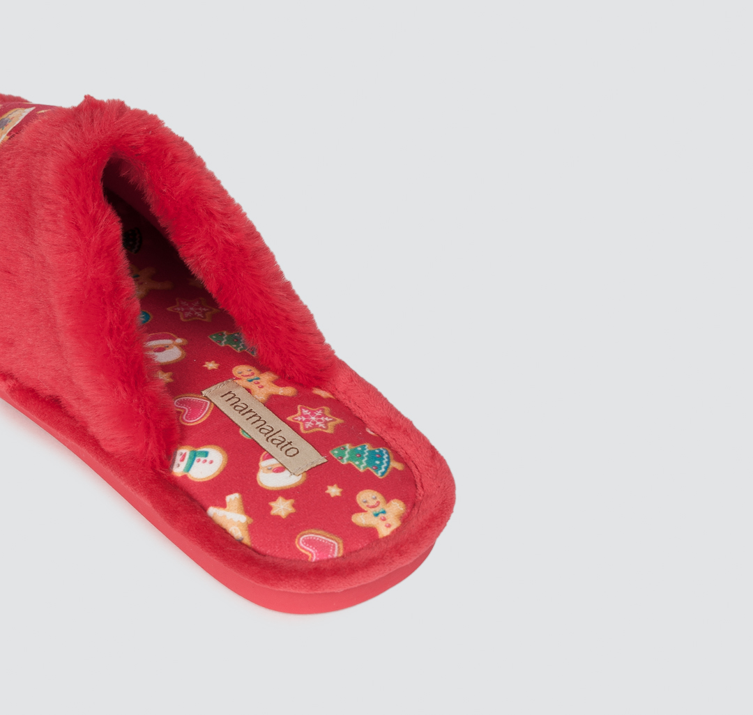 Домашние тапочки женские рождество Мармалато, цвет Красный-мультиколор #3