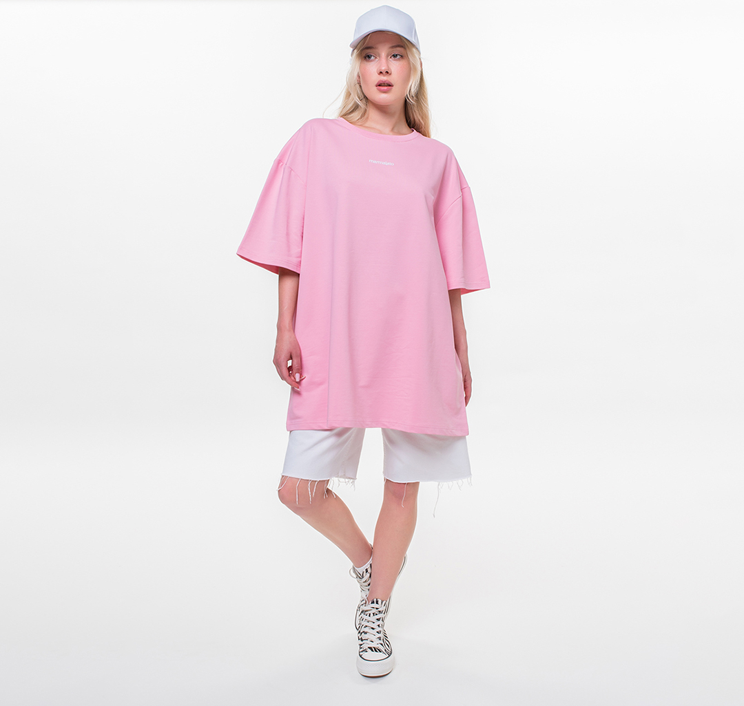 Платье-футболка Мармалато, цвет Розовый-белый #2