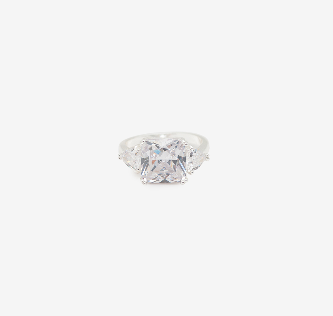 Кольцо Мармалато, цвет Прозрачный-серебро #1