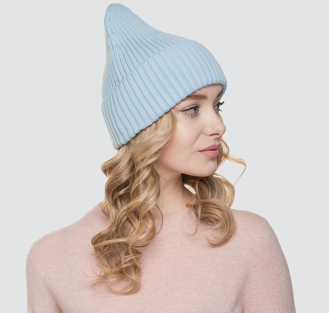 Женская шапка бини лапша Мармалато, цвет Голубой #4