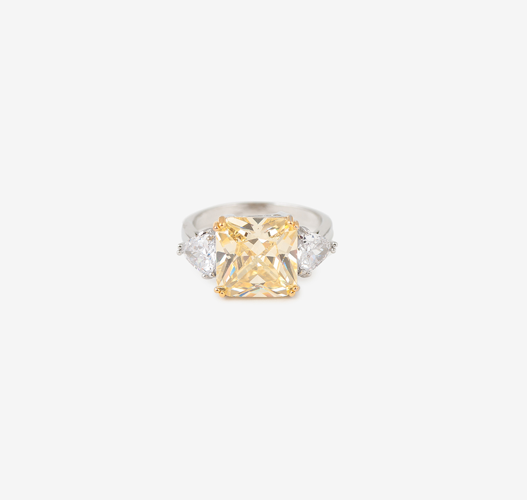 Кольцо Мармалато, цвет Желтый-прозрачный-серебро-золото #1