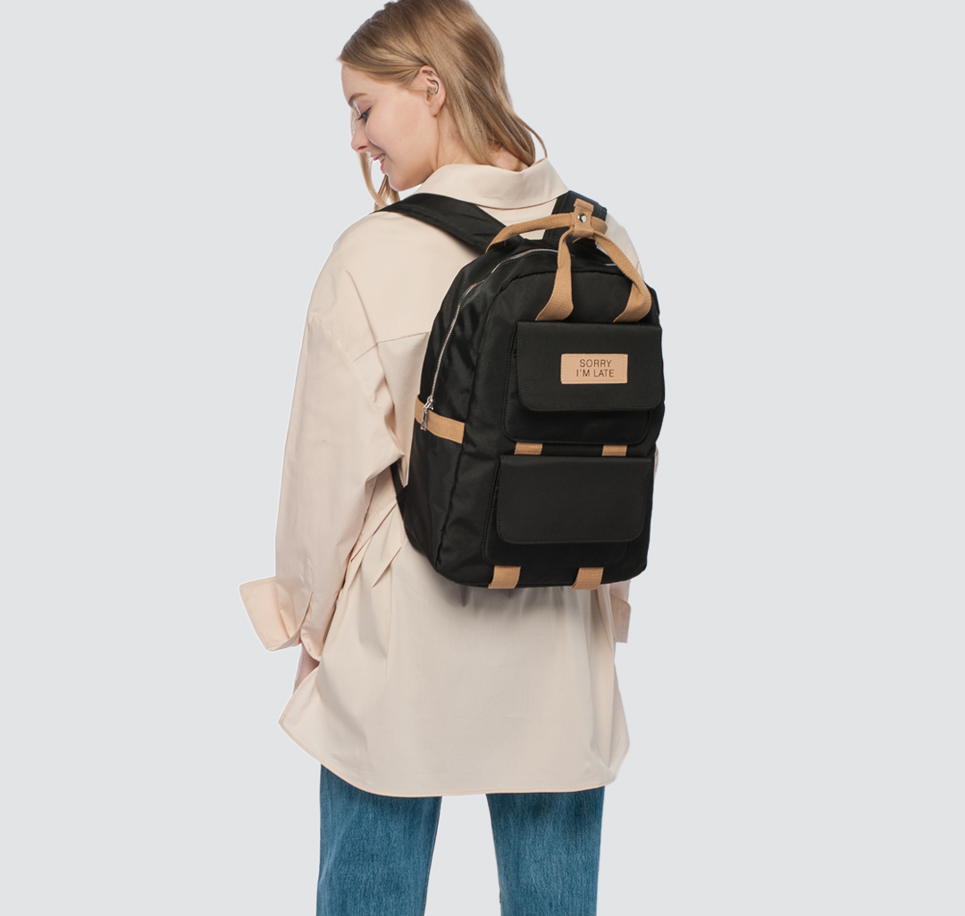 Рюкзак женский текстильный Мармалато, цвет Черный-бежевый #2